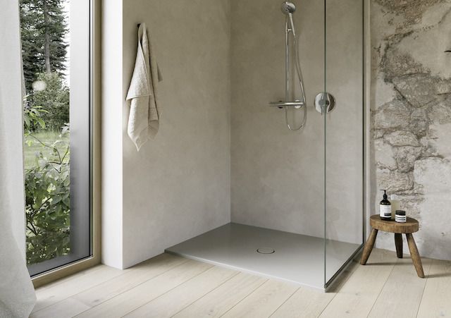 Duschfläche BetteFloor 5711 90x70cm, Glasur, Mini-Wannenträger, stone