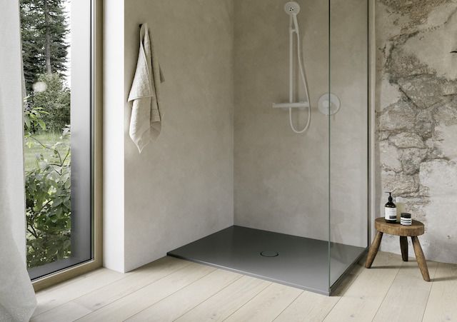 Duschfläche BetteFloor 1651 100x75cm, Glasur, Mini-Wannenträger, smoke