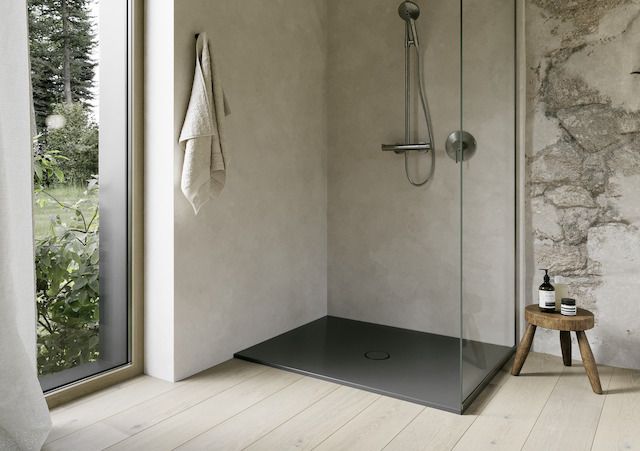 Duschfläche BetteFloor 5491 100x80cm, Glasur, Mini-Wannenträger, slate