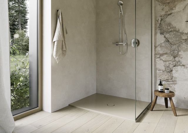 Duschfläche BetteFloor 1661 100x90cm, Antirutsch/Pro, Mini-Wannenträger, greige