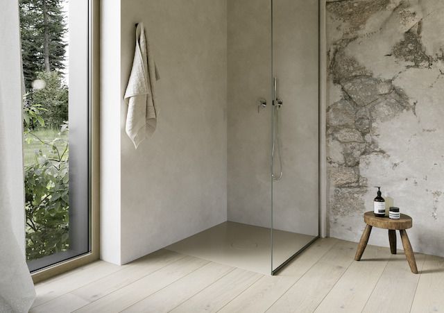 Bette Duschfliese PLUS BetteAir 1000 x 1000 mm, greige, Rechteck, glasierter Titan-Stahl