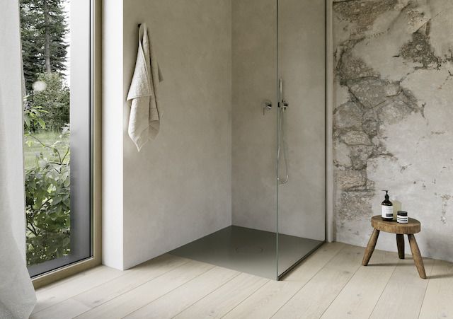 Bette Duschfliese BetteAir 1000 x 1000 mm, graphite, Rechteck, glasierter Titan-Stahl, mit Minimum-Täger