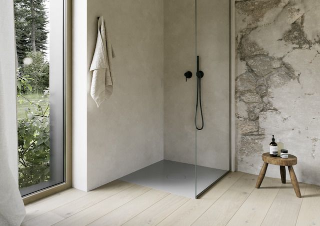 Bette Duschfliese BetteAir 1000 x 1000 mm, quartz, Rechteck, glasierter Titan-Stahl, mit Minimum-Täger