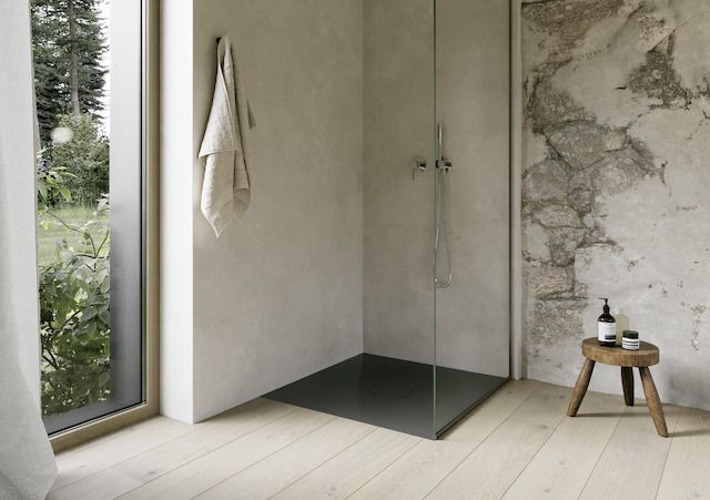 Bette Duschfliese PLUS BetteAir 1000 x 1000 mm, anthracite, Rechteck, glasierter Titan-Stahl, mit Minimum-Täger