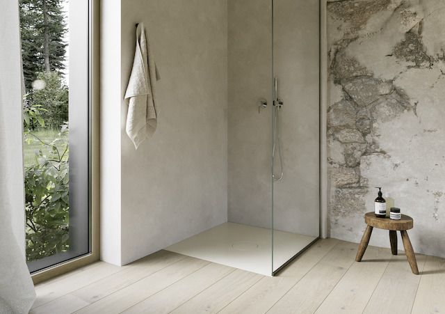 Bette Duschfliese BetteAir 1000 x 1000 mm, cream, Rechteck, glasierter Titan-Stahl, mit Minimum-Täger