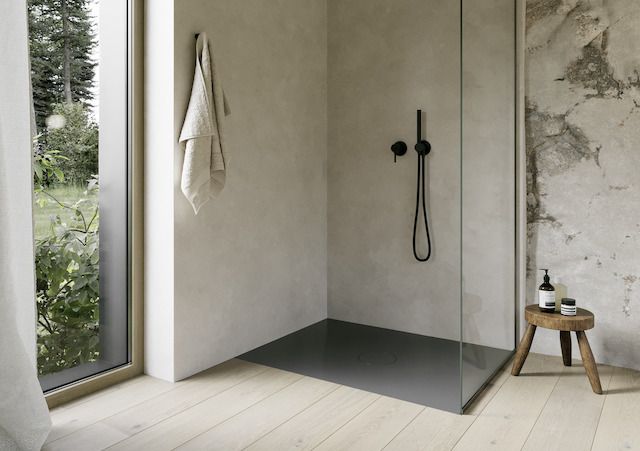 Bette Duschfliese Antirutsch Pro BetteAir 1400 x 900 mm, raven, Rechteck, glasierter Titan-Stahl, mit Minimum-Täger