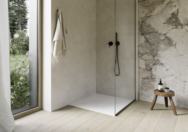 Bette Duschfliese PLUS BetteAir 1000 x 1000 mm, edelweiß, Rechteck, glasierter Titan-Stahl, mit Minimum-Täger