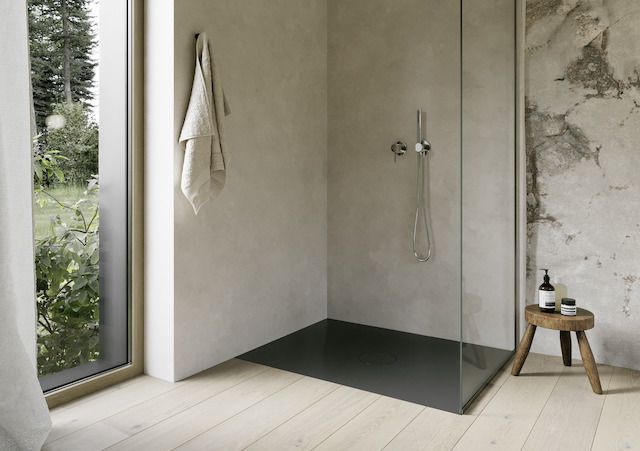 Bette Duschfliese BetteAir 1400 x 900 mm, ebony, Rechteck, glasierter Titan-Stahl, mit Minimum-Täger