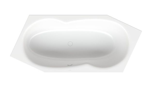 6-Eck-Badewanne BetteMetric 6841 edelweiß, 206x90x45cm, Fußende links, Überlauf vorne