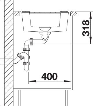 Blanco Becken METRA 6 SILGRANIT 61,5 x 50 cm, softweiß, reversibel, mit Ablauffernbedienung