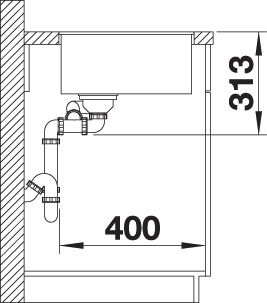 Blanco Becken SUBLINE 340/160-F SILGRANIT 55,2 x 42,7 cm, cafe, Hauptbecken links, ohne Ablauffernbedienung