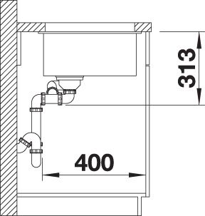 Blanco Becken SUBLINE 340/160-U SILGRANIT 55,5 x 46 cm, anthrazit, Hauptbecken links