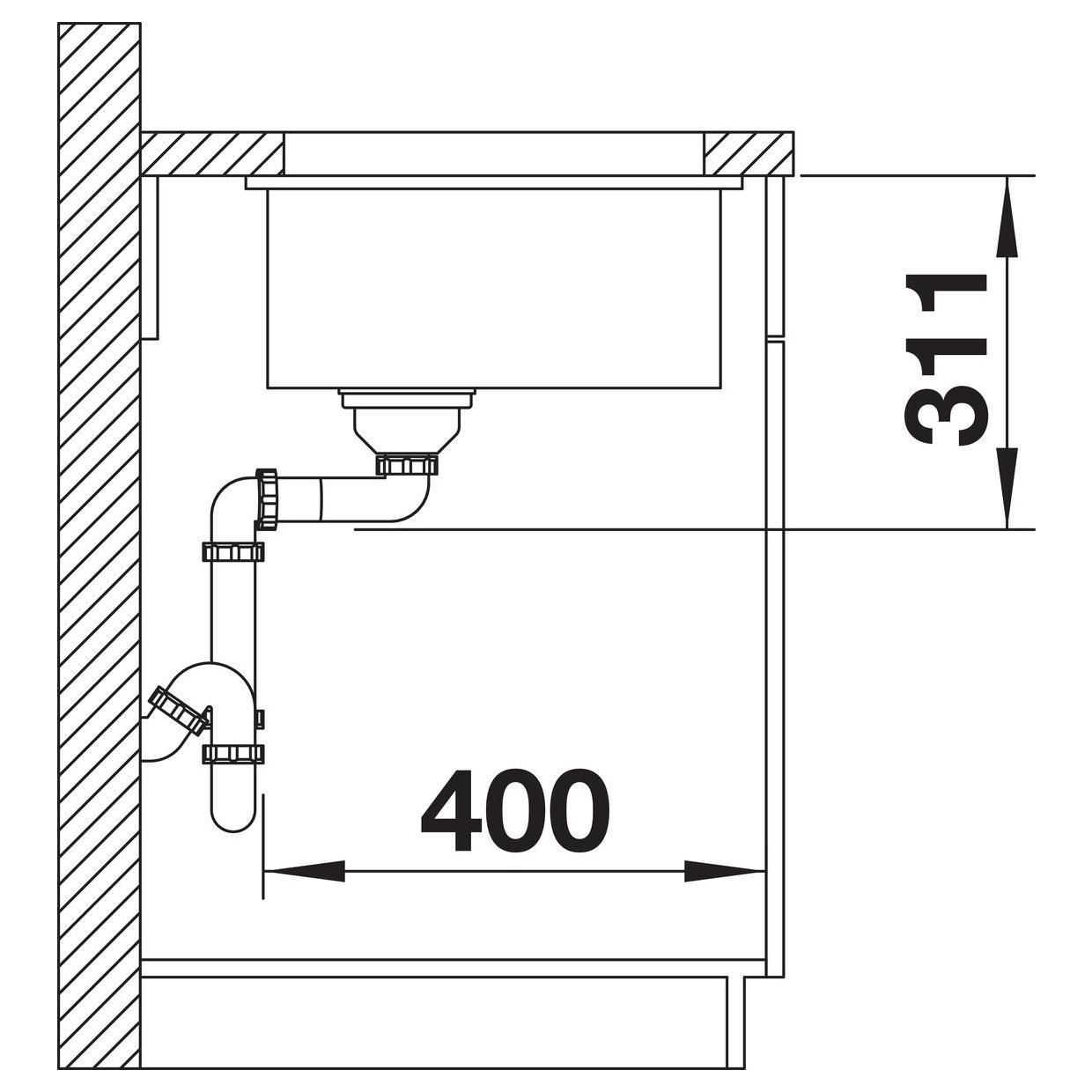 Blanco Becken SUBLINE 500-U Keramik 54,3 x 45,6 cm, PuraPlus kristallweiß glänzend, für Unterbau