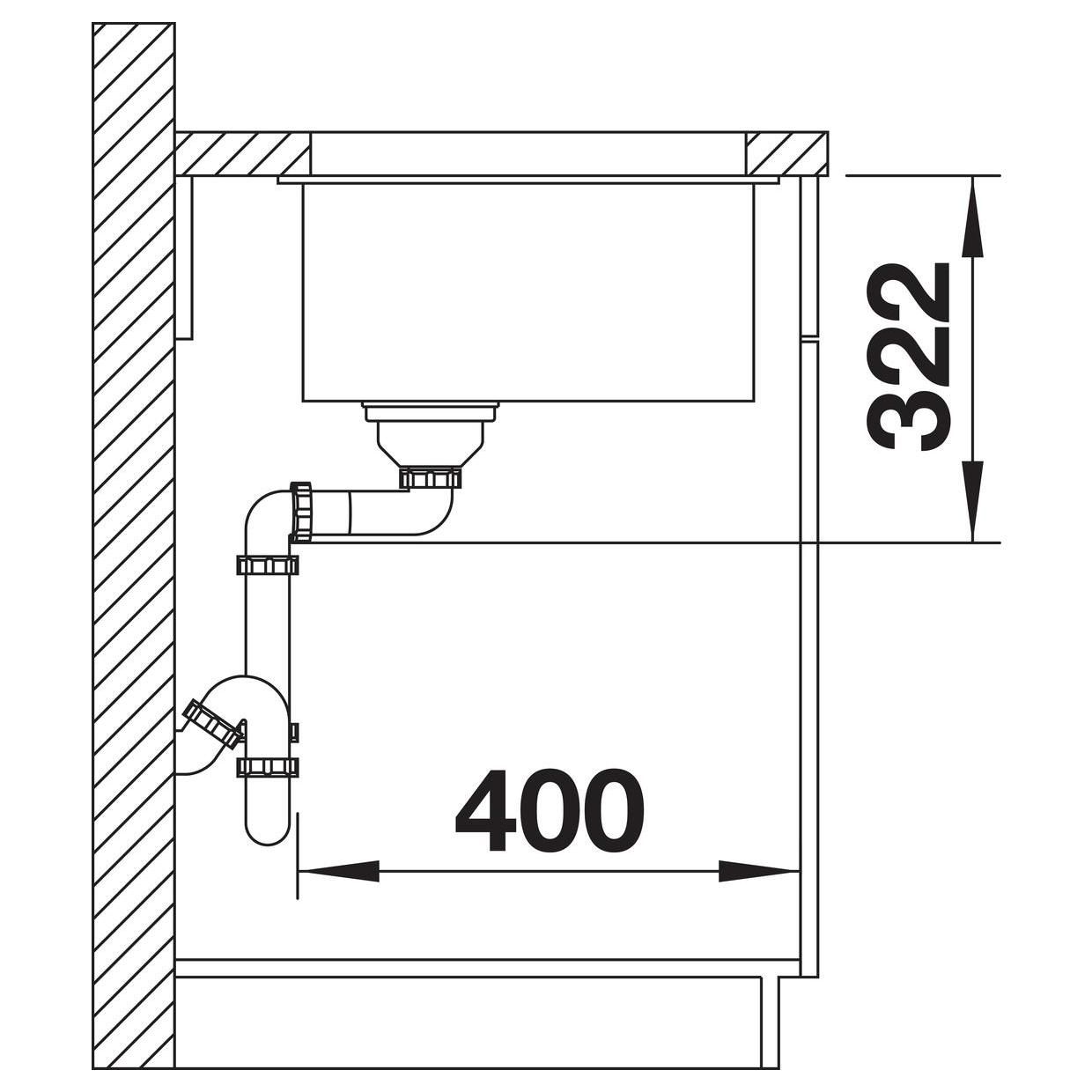 Blanco Becken SUBLINE 700-U Level SILGRANIT 73 x 46 cm, felsgrau, für Unterbau