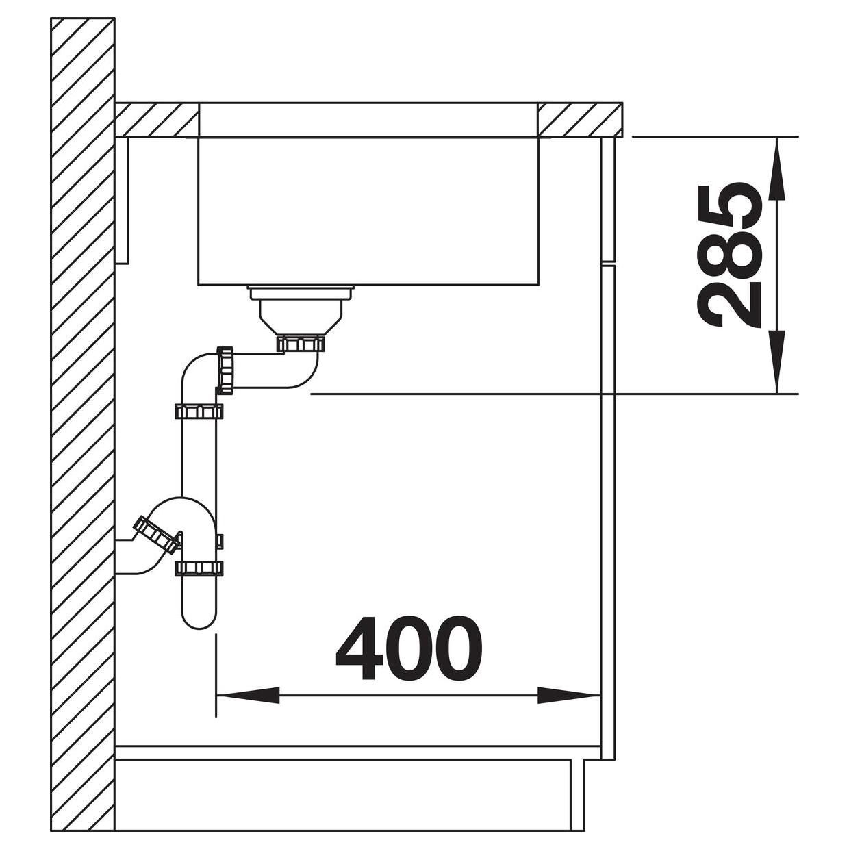 Blanco Becken SUPRA 340-U 37 x 43 cm, Edelstahl Bürstfinish, für Unterbau