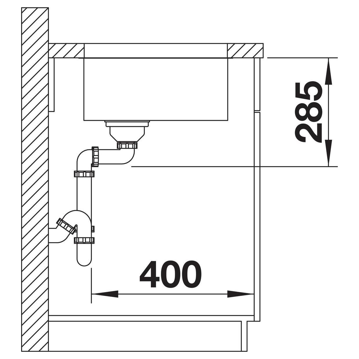 Blanco Becken SUPRA 400-U 43 x 43 cm, Edelstahl Bürstfinish, für Unterbau