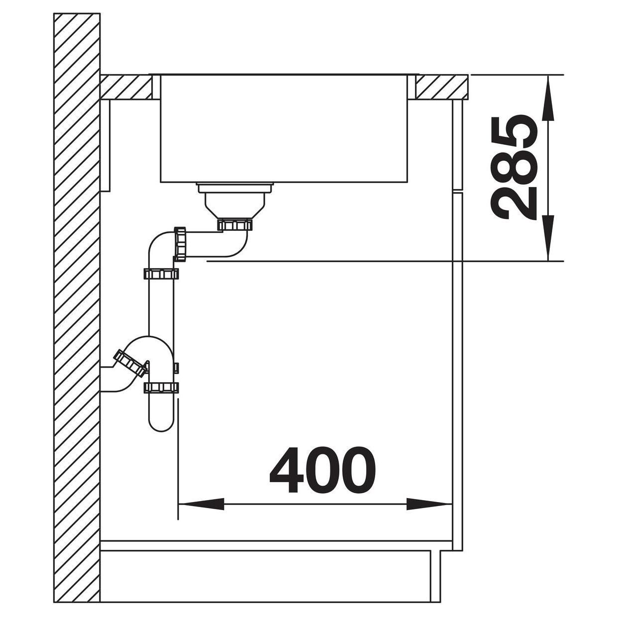 Blanco Becken SUPRA 500-IF R12 54 x 44 cm, Edelstahl Bürstfinish