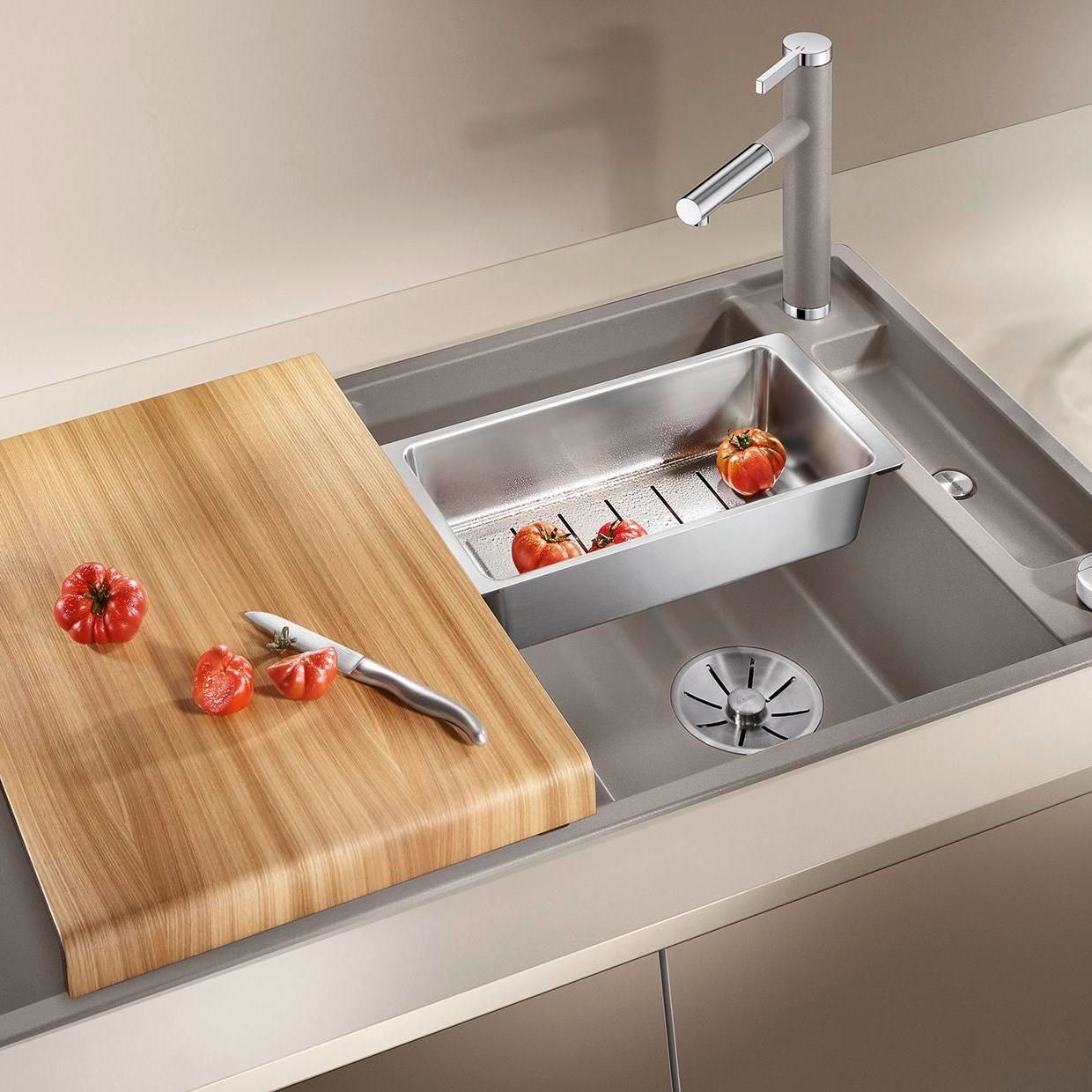 Blanco Spüle AXIA III 5 S SILGRANIT 91,5 x 51 cm, felsgrau, reversibel, mit Holzschneidbrett