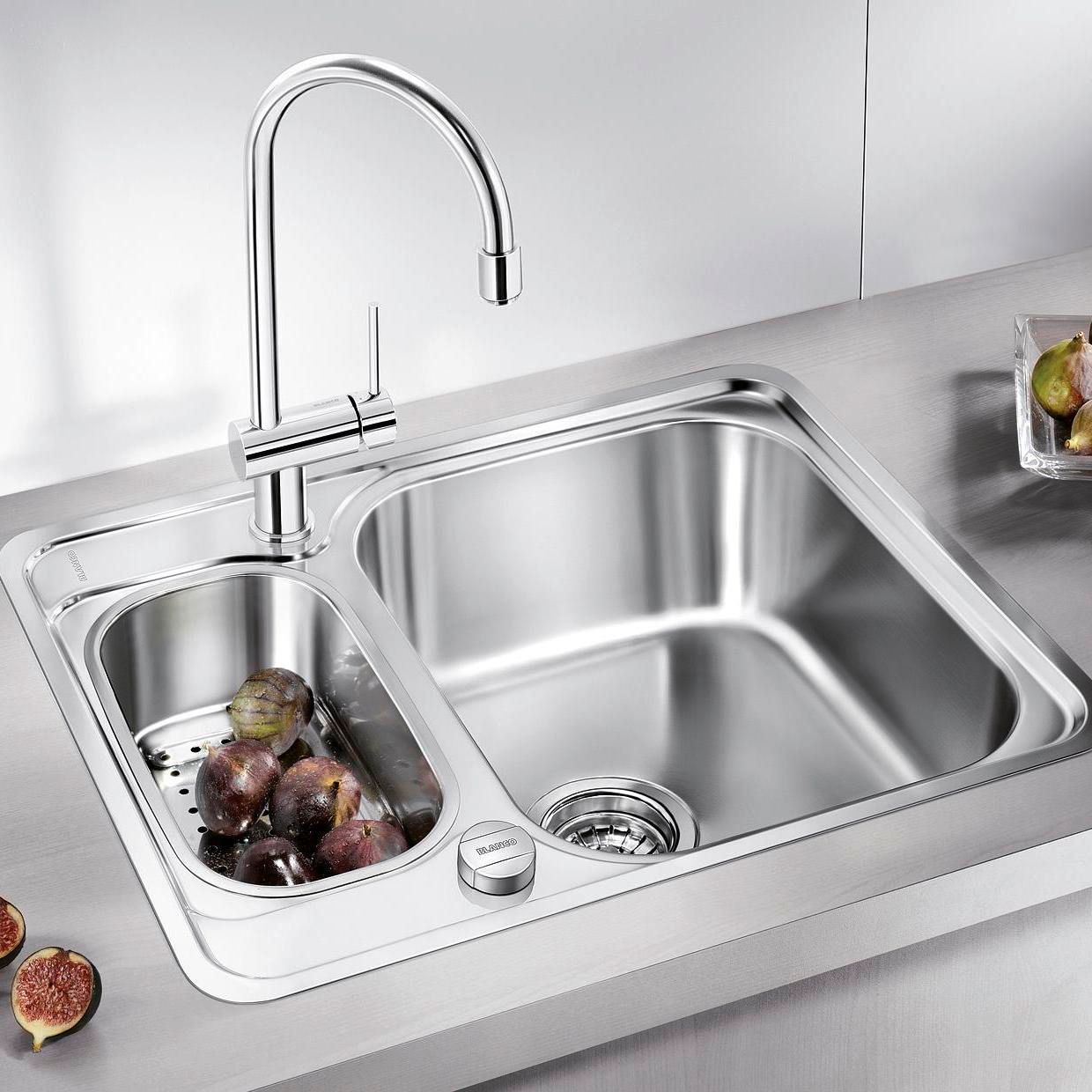 Blanco Becken LANTOS 6-IF 59,3 x 48,8 cm, Edelstahl Bürstfinish, reversibel, mit Ablauffernbedienung/Schale