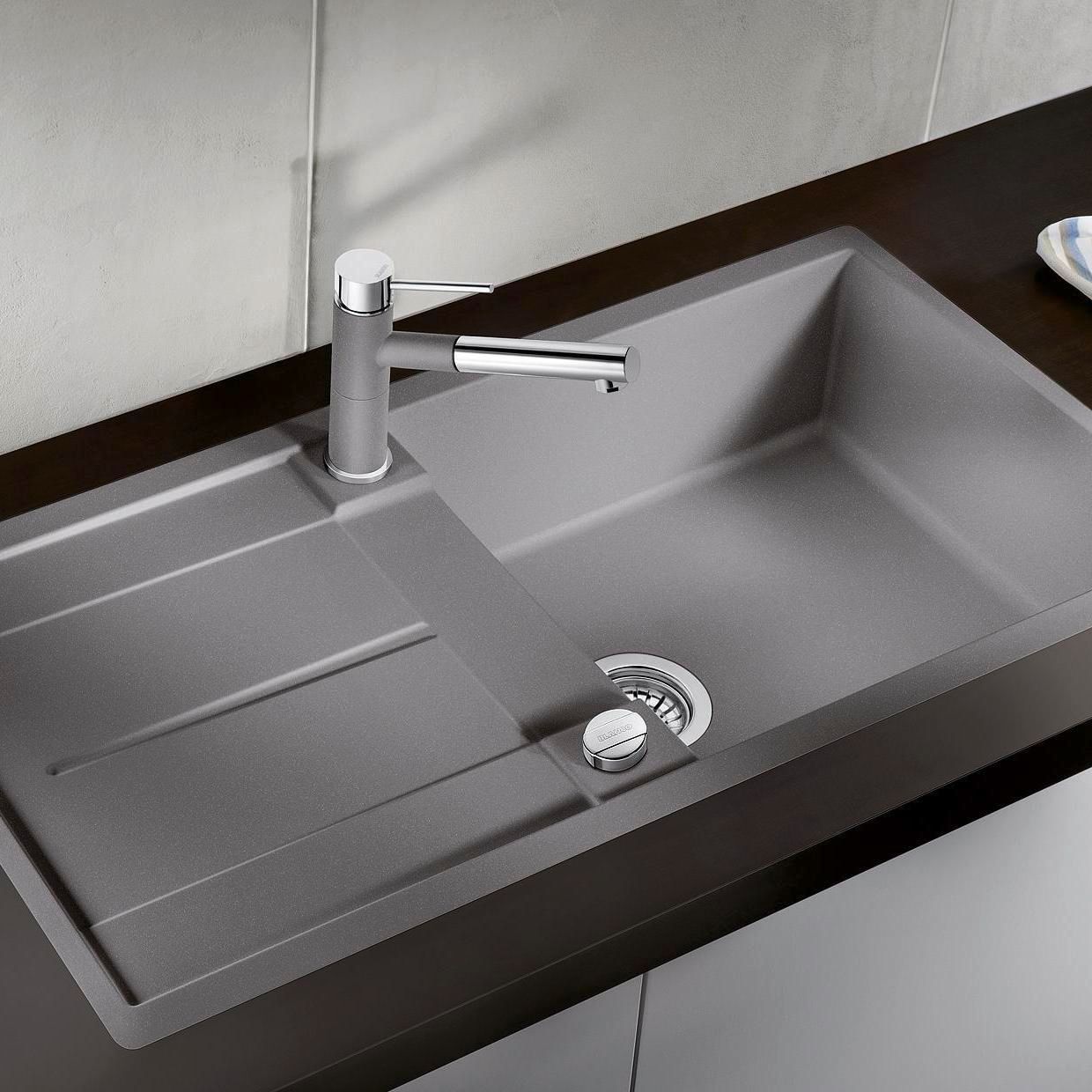 Blanco Spüle METRA XL 6 S-F SILGRANIT 99 x 49 cm, PuraDur anthrazit, reversibel, Ablauffernbedienung mit Drehbetätigung