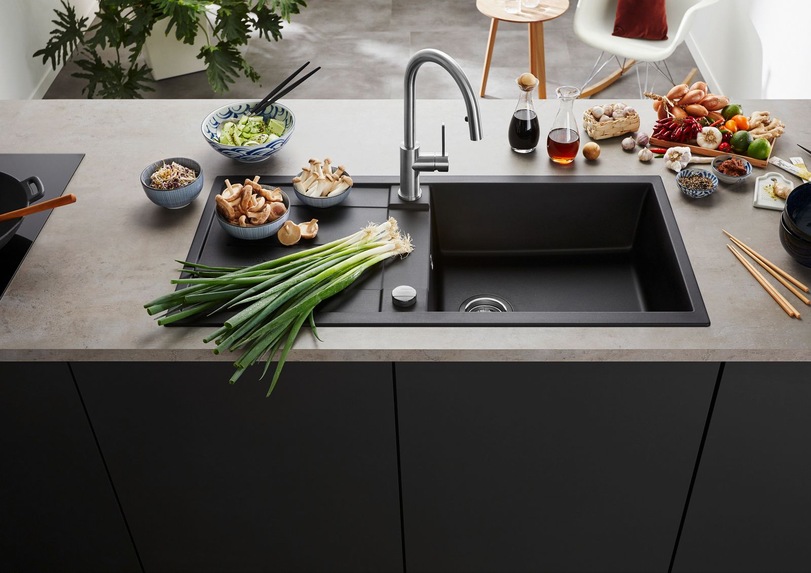 Blanco Spüle METRA XL 6 S SILGRANIT 100 x 50 cm, schwarz, reversibel, mit Ablauffernbedienung