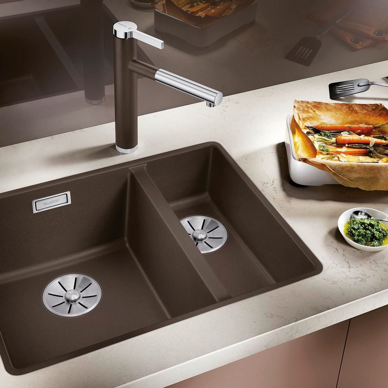 Blanco Becken SUBLINE 340/160-F SILGRANIT 55,2 x 42,7 cm, felsgrau, links, ohne Ablauffernbedienung