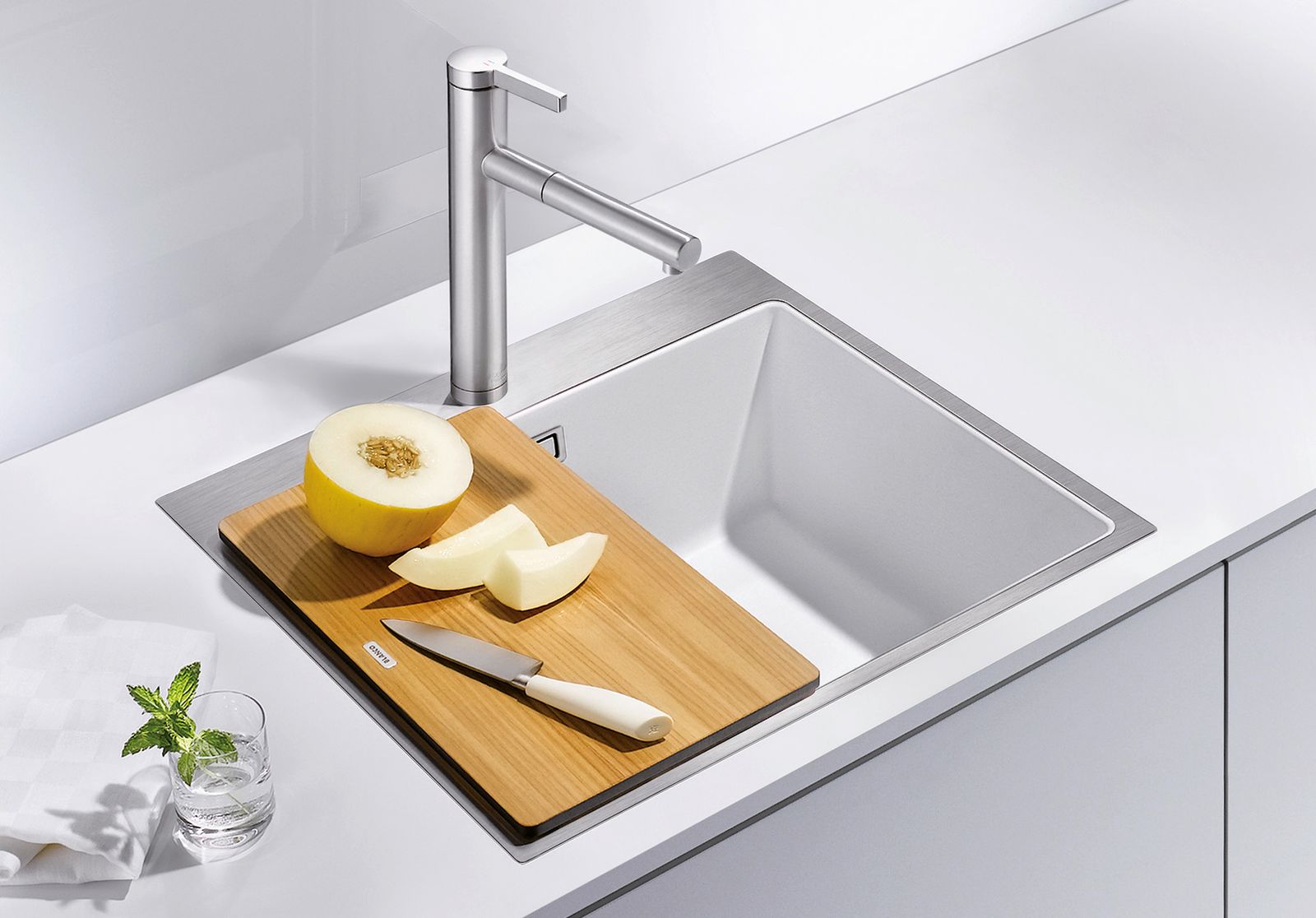 Blanco Becken SUBLINE 500-IF/ASteelFrame SILGRANIT 54,3 x 51 cm, PuraDur anthrazit, Einbau von oben, ohne Ablauffernbedienung