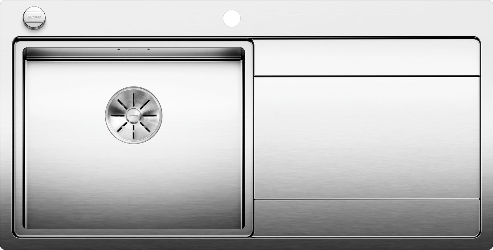 Blanco Spüle DIVON II 5 S-IF 100 x 51 cm, Edelstahl Seidenglanz, Becken links, mit Ablauffernbedienung