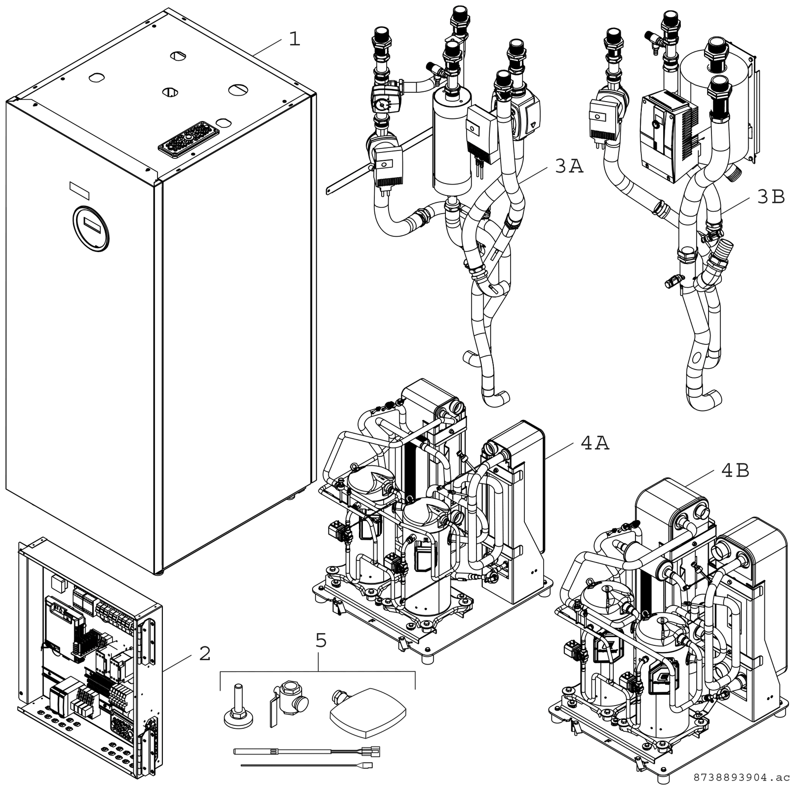BOSCH Sole/Wasser/Erdwärmepumpe SupraEco T T 380-2, 38 kW, Kompakt, 2-stufig