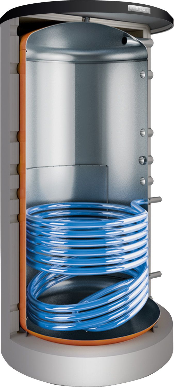 BOSCH Solar-Pufferspeicher Stora BS 1300-6 ER 1 B, 1300 l, Solarwärmetauscher, silber
