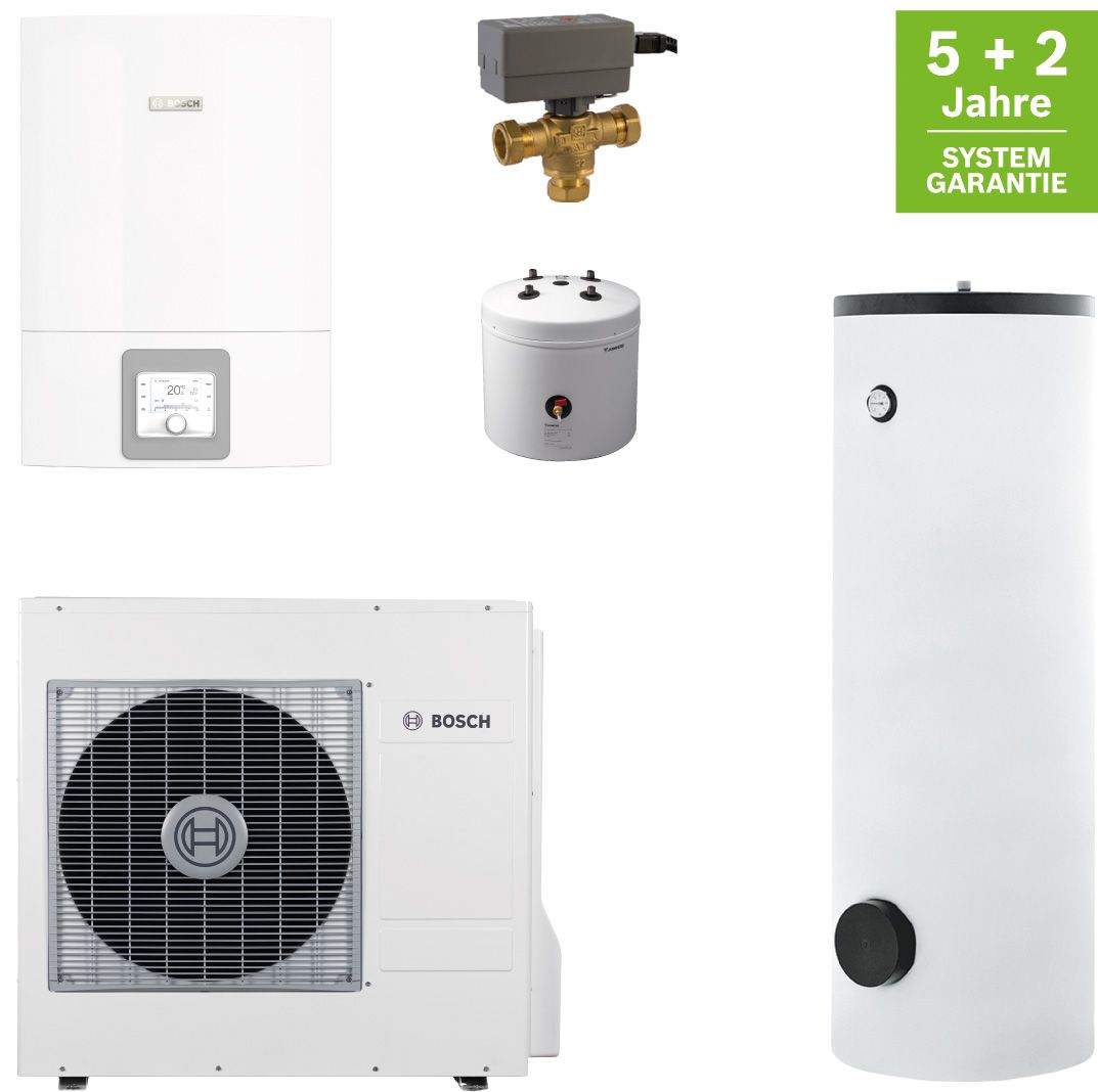 BOSCH Splitwärmepumpen-Paket BOPA CS313 CS3400iAWS 12OR-T/14E, BH120-5 1A, HR300
