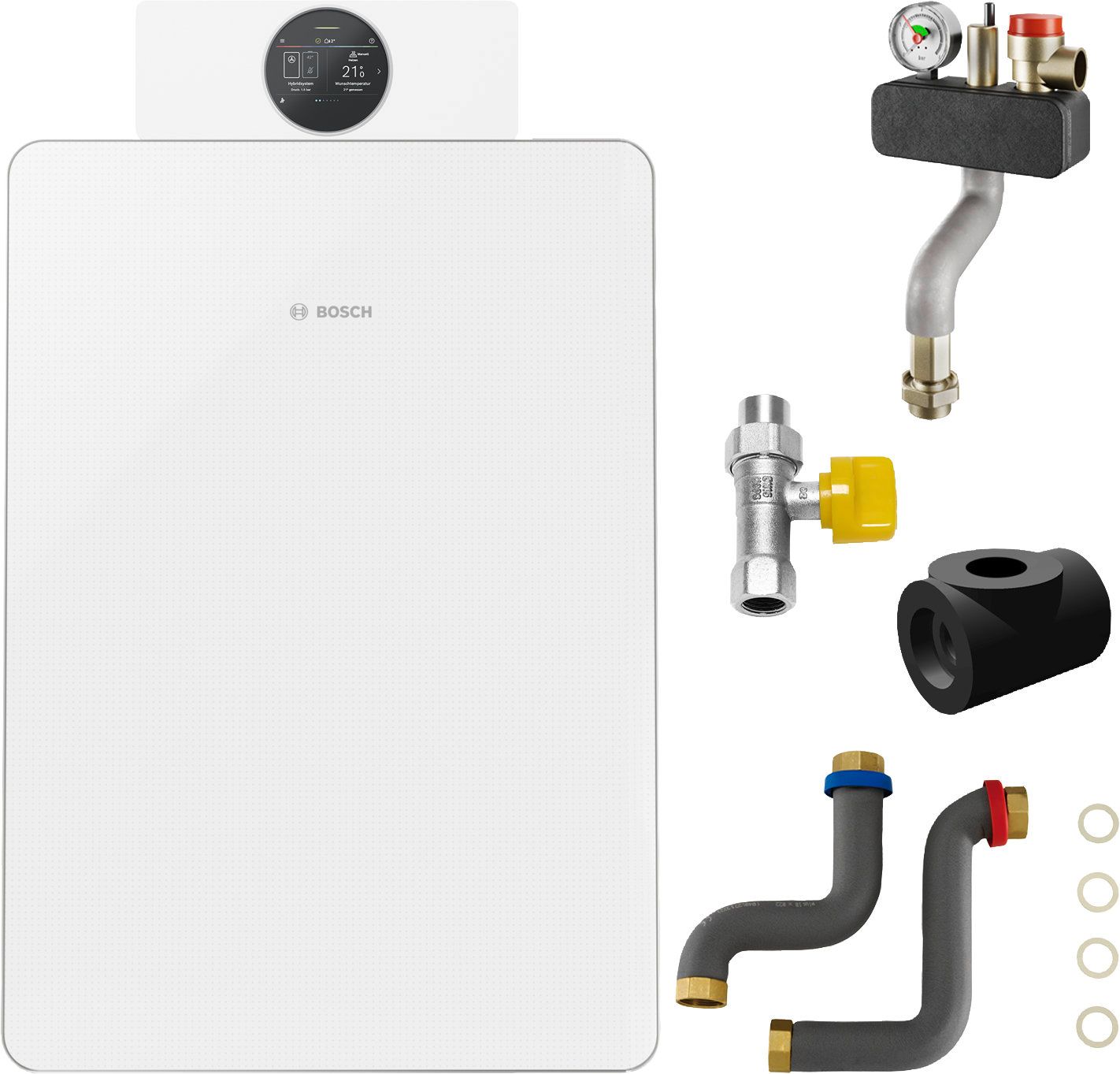 BOSCH Gas-Brennwert-Paket BOPA GC8F103 GC8800iF-30, BCS29, BSS 50, Gashahn 1/2"