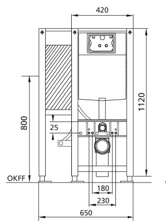 Burda WC-Element BS+ Bauhöhe 112 cm, Unterputz-Spülkasten K770, barrierefrei, Befestigung links