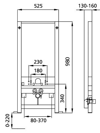 Burda Wand-Bidet-Element BS+ 98 cm, Standardanschluss