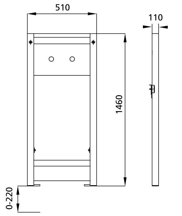 Burda Dusch-Element BS+ Bauhöhe 146 cm, für Aufputzarmaturen, Ablauf DN 40