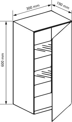 Burda Einbau-Schrank Cuccoo 30 x 60 cm, 1 Tür, weiß/seidenmatt