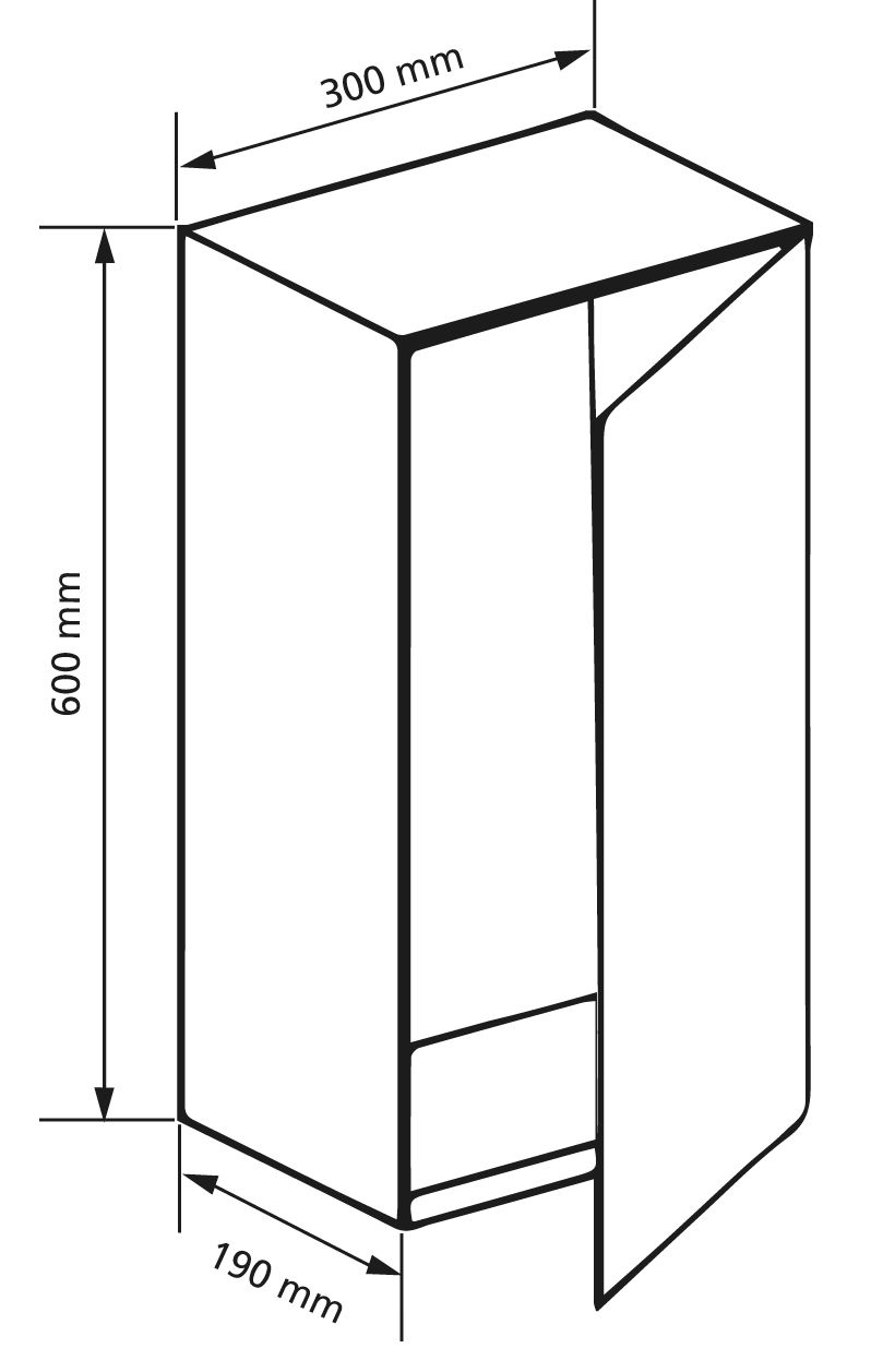 Burda Einbau-Schrank Cuccoo 300x600x190mm, für Durchlauferhitzer, weiß/seidenmatt