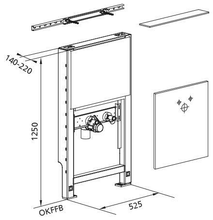 Burda Waschtisch-Modul SANTRO 125 cm, Standardanschluss, für Standarmatur