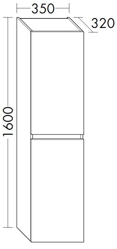 Burgbad Hochschrank Rocio 35x160x32cm, 2 Türen, Eiche Dekor Urban