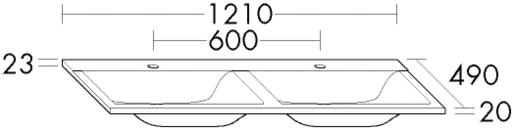 Burgbad Mineralguss-Doppelwaschtisch 121 x 2,3 x 49 cm, weiß velvet