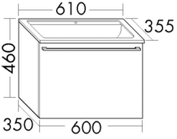 Burgbad Mineralguss Waschtisch-Unterschrank-Set Bel 61 x 46 x 35,5 cm, Lackiert Matt, 1 Auszug