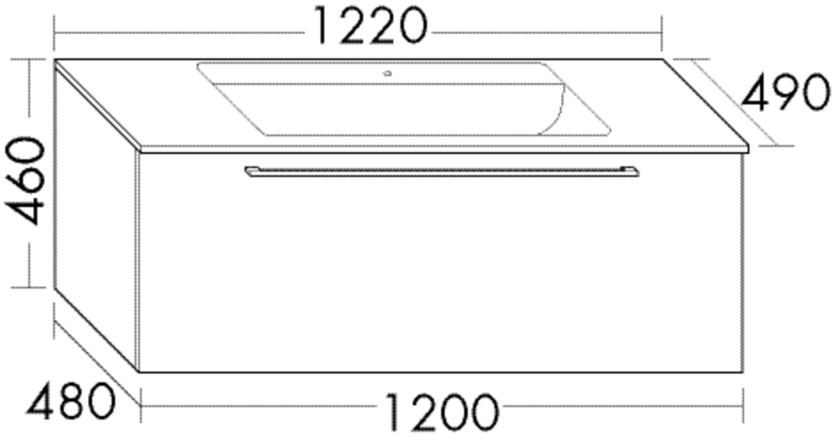 Burgbad Glaswaschtisch-Unterschrank-Set Bel 122x46x49cm, 1 Auszug, Melamin