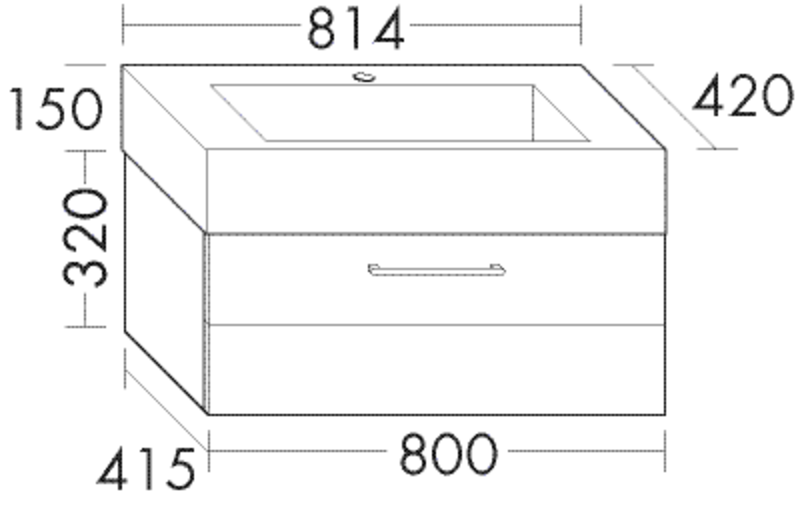 Burgbad Mineralguss Waschtisch-Unterschrank-Set Crono 81,4 x 47 x 42 cm, Lackiert Matt, 1 Auszug