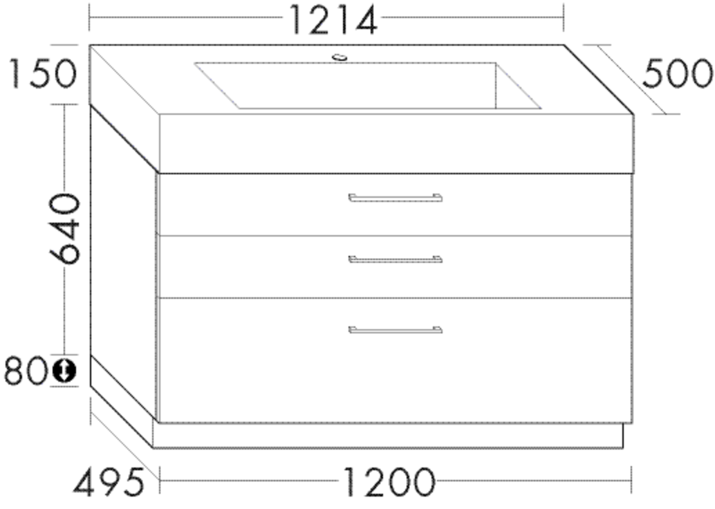 Burgbad Mineralguss Waschtisch-Unterschrank-Set Crono 121,4 x 87 x 50 cm, Lackiert Matt, 3 Auszüge
