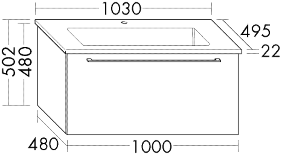 Burgbad Keramik Waschtisch-Unterschrank-Set Bel 103x50,2x49,5cm, 1 Auszug, Melamin