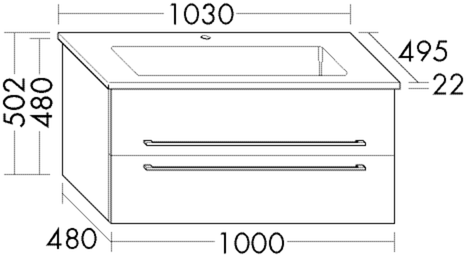 Burgbad Keramik Waschtisch-Unterschrank-Set Bel 103 x 50,2 x 49,5 cm, Lackiert Matt, 1 Schublade/Auszug