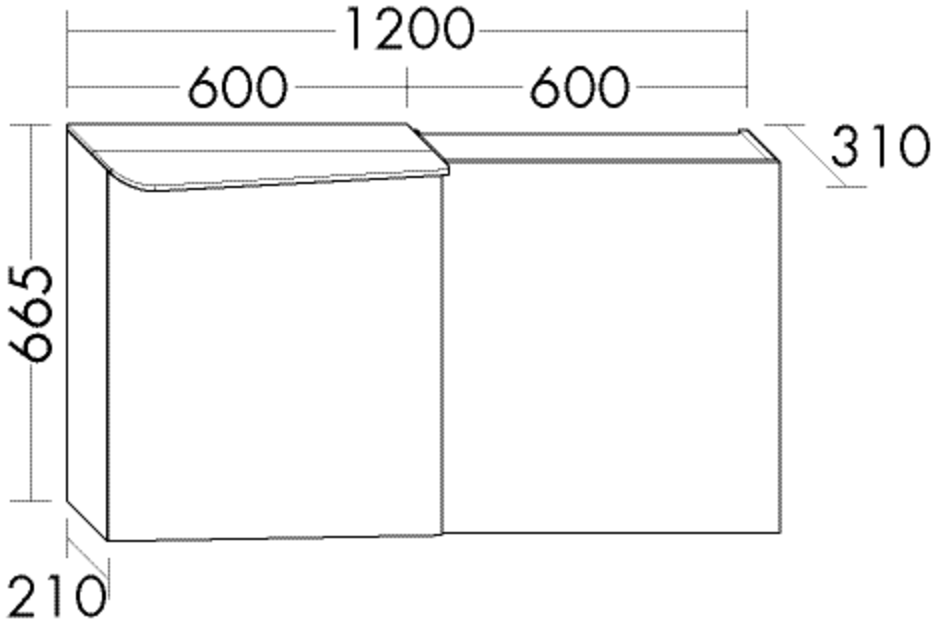 Burgbad Spiegelschrank Badu 120 x 66,5 x 31 cm, Thermo, 2 Türen, horizontale LED-Beleuchtung