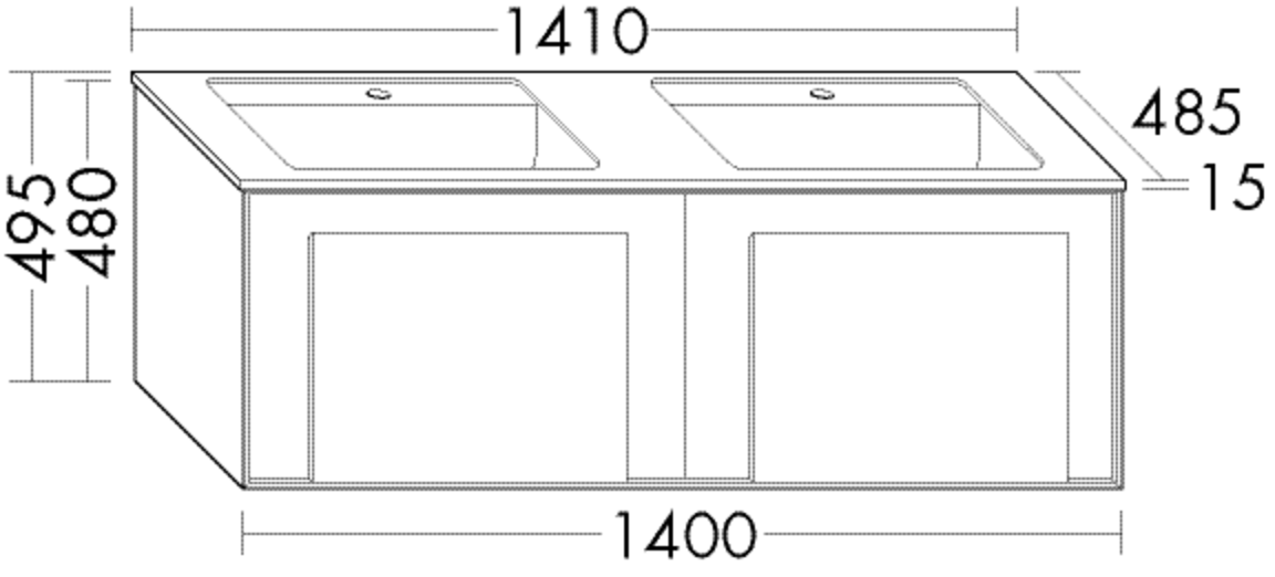 Burgbad Keramik Waschtisch-Unterschrank-Set Moto 141x41x49,5cm, 2 Auszüge, Mehrfachlackierung, matt