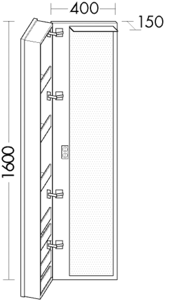 Burgbad LED-Ganzkörperspiegel Bel 40x160x15cm, 1 Koffertür, mit LED-Beleuchtung, Thermo