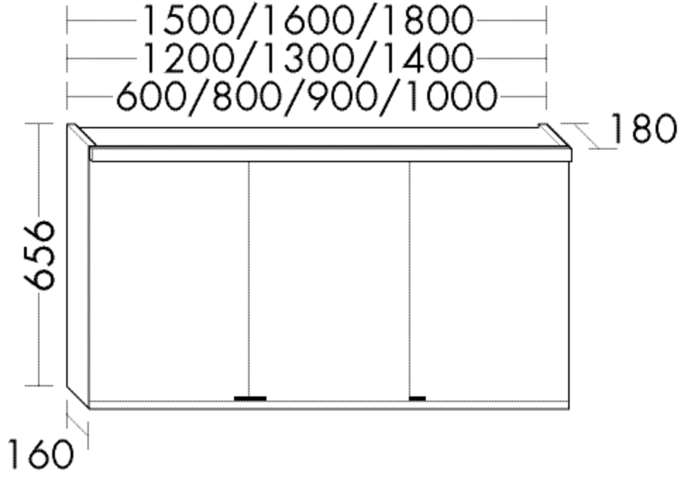 Burgbad Spiegelschrank sys30 130 x 65,6 x 18 cm, Echo, mit horizontaler LED-Beleuchtung